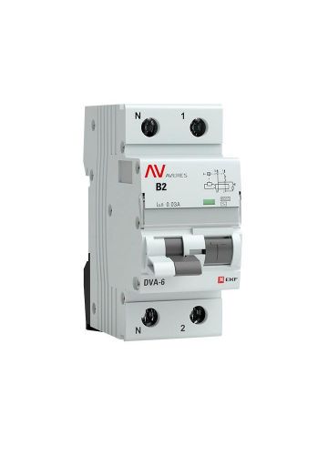 Дифференциальный автомат DVA-6 1P+N  2А (B)  30мА (AC) 6кА EKF AVERES