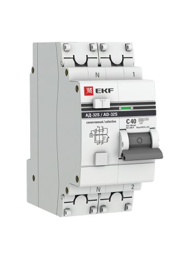 Дифференциальный автомат АД-32 (селективный) 1P+N 40А/100мА EKF PROxima (DA32-40-100S-pro)