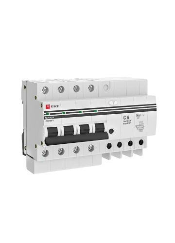 Дифференциальный автомат АД-4  6А/ 30мА (хар. C, AC, электронный, защита 270В) 6кА EKF PROxima (DA4-6-06-30-pro)