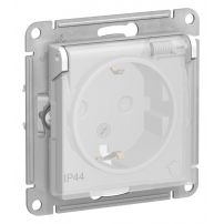 Розетка AtlasDesign Aqua с заземлением со шторками с крышкой IP44