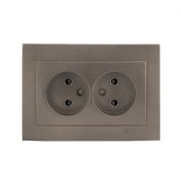 Лицевая панель Валенсия розетки 2-местной без заземления, с защитной шторкой, 10А EKF PROxima