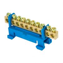 Шина "0" N (6х9мм) 10 отверстий латунь изолятор тип "Стойка" на DIN-рейку EKF PROxima