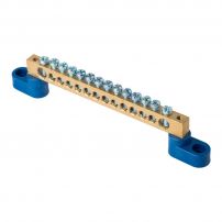 Шина "0" N (8х12мм) 14 отверстий латунь 2 угловых изолятора EKF PROxima