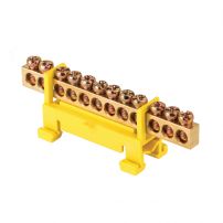 Шина "0" PE (6х9мм) 12 отверстий латунь изолятор тип "Стойка" на DIN-рейку EKF PROxima