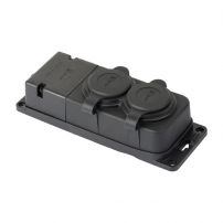 Розетка (колодка) двухместная, с защитными крышками, каучуковая, 230В 2P+PE 16A IP44 EKF PRO