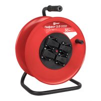 Удлинитель на катушке "Гефест 2.0" 4 гнезда 30м с заземлением и предохранителем ПВС 3*1,5 16А/3,5кВт IP44 EKF PROxima