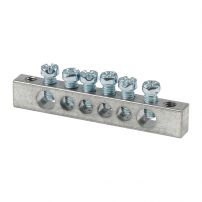 Шина PEN "ноль-земля" (6x9мм) 6 отверстий, цинк, крепеж по краям EKF