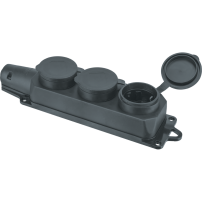 Колодка Navigator 61372 NCA-BLR2-03-16A-E-IP44-BL 3гн с/з каучук черная