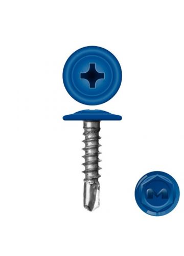 Саморез по металлу (пресшайба) со сверлом, RAL 5005