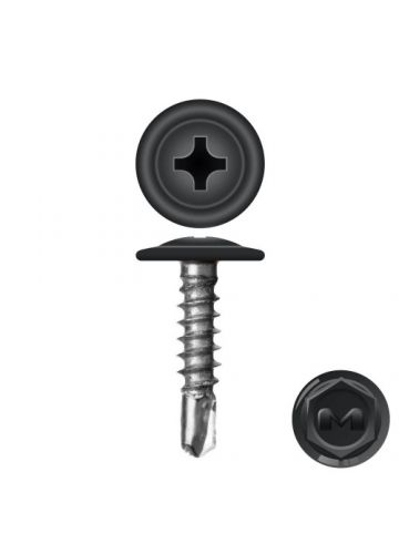 Саморез по металлу (пресшайба) со сверлом, RAL 9005