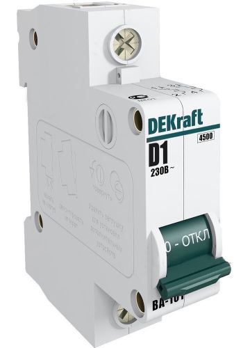 Автоматический выключатель DEKraft 1P, D, 4,5кА
