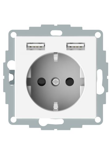 Розетка Merten Schuko с 2 USB c зарядным устройством 2,4 A