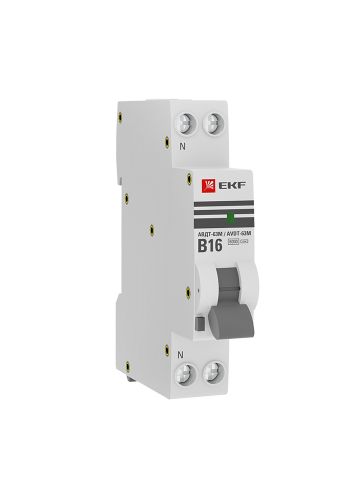 Дифференциальный автомат АВДТ-63М 16А/ 30мА (1 мод., хар.B, электронный тип AС) 6кА EKF PROxima
