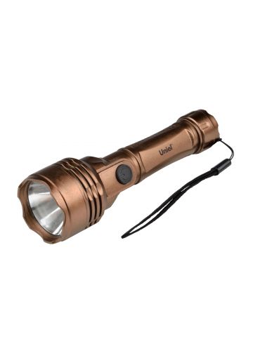 Фонарь Uniel серии Стандарт «Simple Light — Gambit», пластиковый корпус, 0,5 Watt LED, упаковка — кламшелл, 2хАА н/к, цвет коричневый