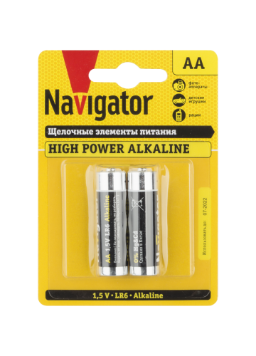 Батарейка Navigator NBT-NE-LR6-BP2 (Щелочная высокой мощности)