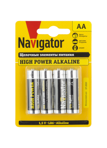 Батарейка Navigator NBT-NE-LR6-BP4 (Щелочная высокой мощности)
