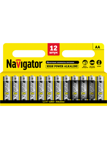 Батарейка Navigator NBT-NE-LR6-BP12 (Щелочная высокой мощности)