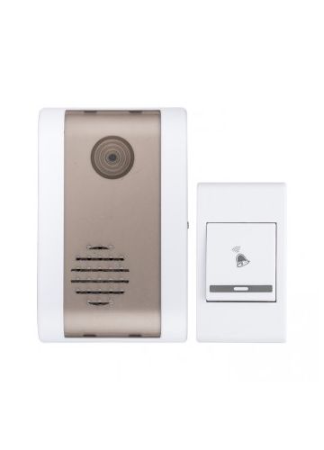 Звонок беспр. на батарейках 003 (бел.-сер. 36 мелод. с индик. 2х1,5В АA дист. 80м.) EKF Basic