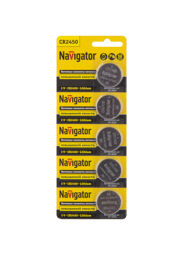 Батарейка Navigator 94766 NBT-CR2450-BP5 (1 шт.) (Литиевая)