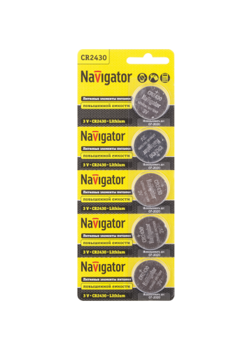 Батарейка Navigator 94781 NBT-CR2430-BP5 (1 шт.) (Литиевая)