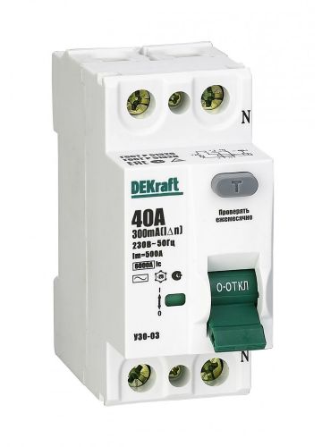 Выключатель дифференциального тока Dekraft 2P 100А 300мА тип AC УЗО-03 6кА (14073DEK)