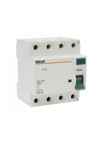 Выключатель дифференциального тока Dekraft 4P 63А 100мА тип AC УЗО-03 6кА (14088DEK)