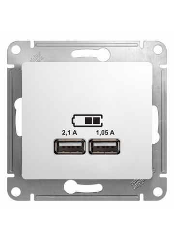 Розетка USB Glossa GSL000133 5B / 2100 мА, 2 x 5B / 1050 мА, белый