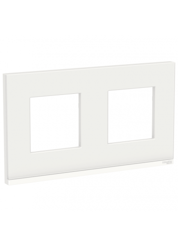 Рамка Unica Pure NU600485 2-постовая горизонтальная, белое стекло/белый