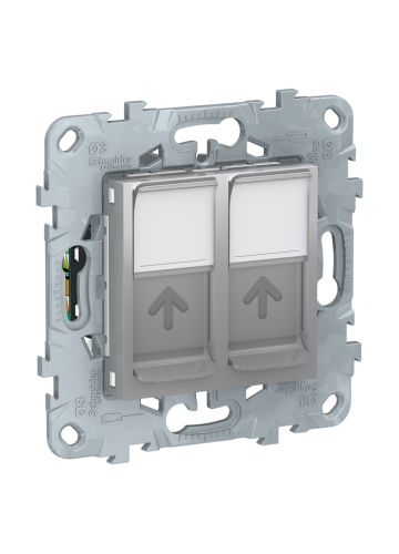 Розетка компьютерная Unica NEW NU542030 двойная RJ45 категория 5e UTP, алюминий