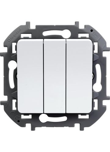 Выключатель трехклавишный Inspiria, 10 A, 250 В, белый (673640)