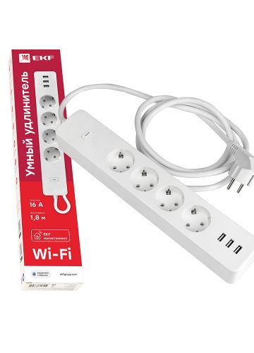 Умный удлинитель EKF Connect Wi-Fi c USB (RCE-1-WF)