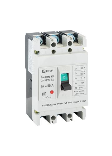 Автоматический выключатель ВА-99МL 100/50А 3P 18кА EKF Basic (mccb99-100-50mi)