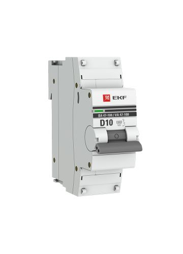 Автоматический выключатель 1P  10А (D) 10kA ВА 47-100 EKF PROxima (mcb47100-1-10D-pro)