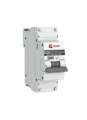 Автоматический выключатель 1P  80А (D) 10kA ВА 47-100 EKF PROxima (mcb47100-1-80D-pro)