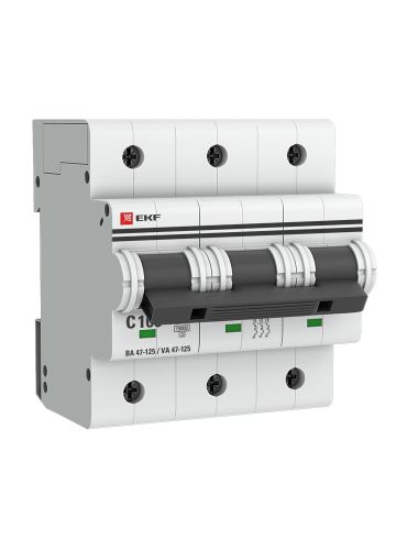 Автоматический выключатель 3P 100А (C) 15кА ВА 47-125 EKF PROxima (mcb47125-3-100C)
