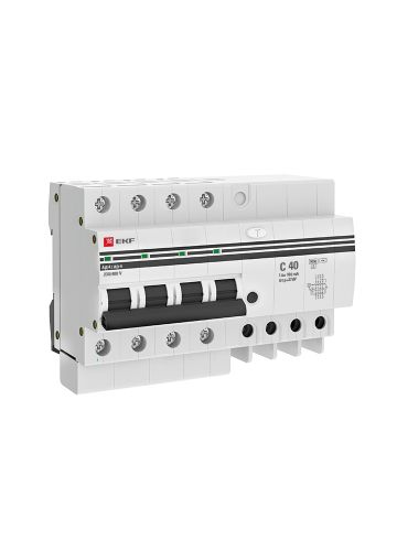Дифференциальный автомат АД-4 S 40А/100мА (хар. C, AC, электронный, защита 270В) 6кА EKF PROxima (DA4-6-40-100S-pro)