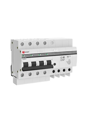 Дифференциальный автомат АД-4 40А/300мА (хар. C, AC, электронный, защита 270В) 6кА EKF PROxima (DA4-6-40-300-pro)