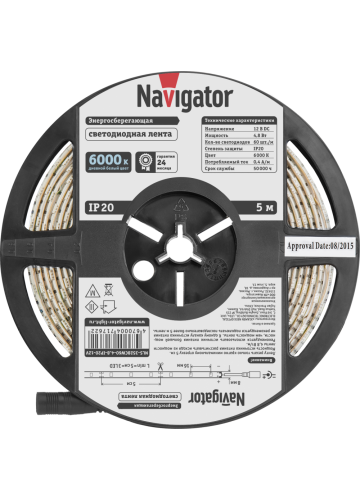 СД Лента Navigator 71762 NLS-3528СW60-4.8-IP20-12V R5