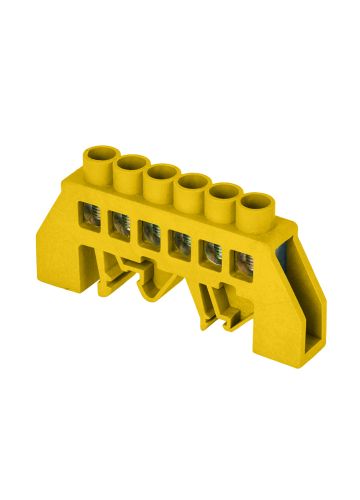 Шина "0" РЕ (8х12мм) 6 отверстий, латунь, нейлоновый корпус комбинированный, желтый, EKF PROxima (sn0-125-6-dpe)