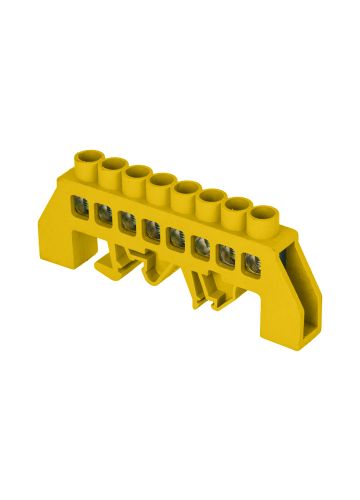 Шина "0" РЕ (8х12мм) 8 отверстий, латунь, нейлоновый корпус комбинированный, желтый, EKF PROxima (sn0-125-8-dpe)