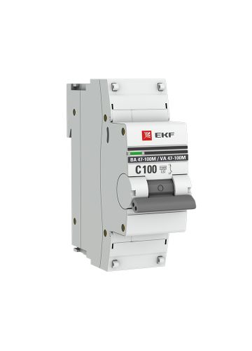 Автоматический выключатель 1P 100А (C) 10kA ВА 47-100M с электромагнитным расцепителем EKF PROxima (mcb47100m-1-100C-pro)