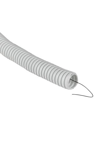 Труба гофрированная ПВХ Plast с зондом d16мм (100м) EKF, белая (tg-z-16-100-white)